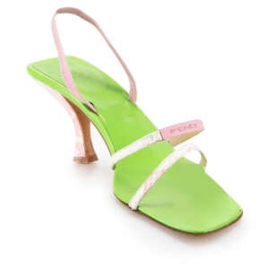 Fendi Green Leather Snakeskin Heeled Sandals