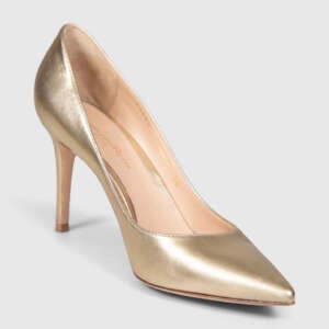 Gianvito Rossi Gold Leather Point Toe Pumps