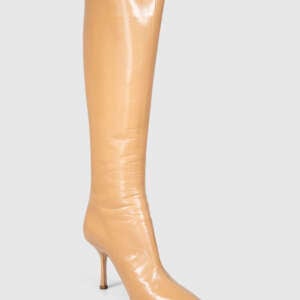 Jimmy Choo Beige Camel Leather Peony Heeled Boots