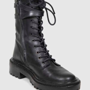 Tory Burch Black Leather Combat Boots