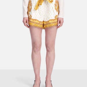 Zimmermann Bells Paisley Linen Tuck Shorts